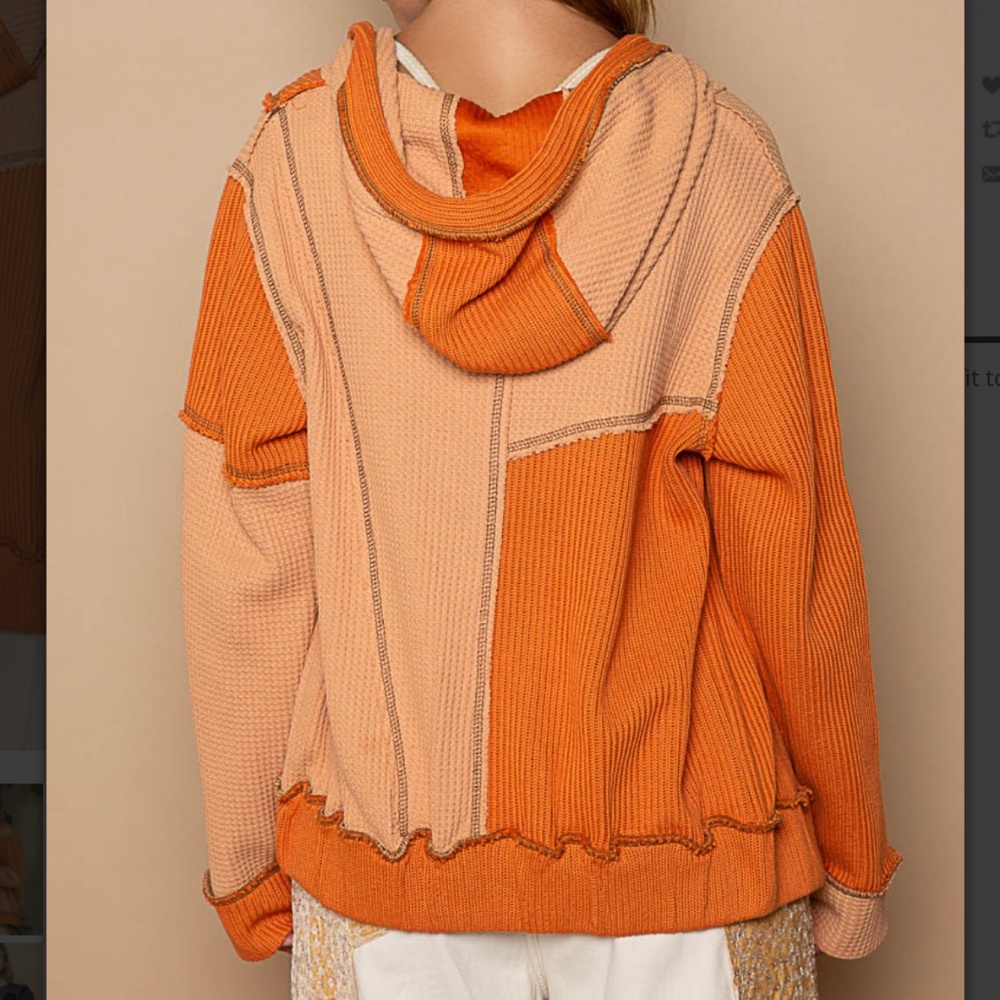 💙 $36 STARTS #284 POL Knit Color Block Hoodie Jacket Top Long Sleeves SR20 - Picture 14 of 16